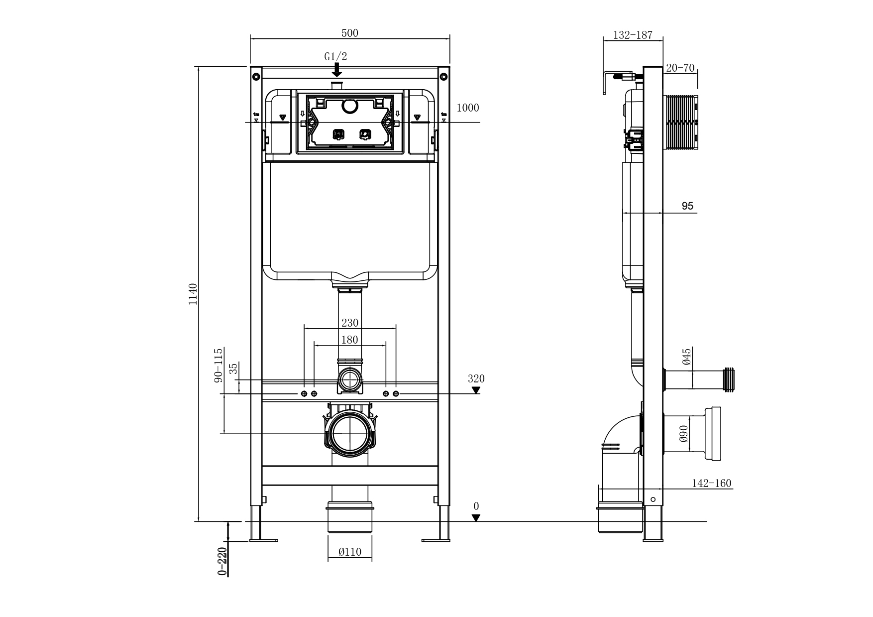 AJ101 Fabia Factory Watermark Concealed Pneumatic High Volume Dual Flush Plastic Toilet Tank