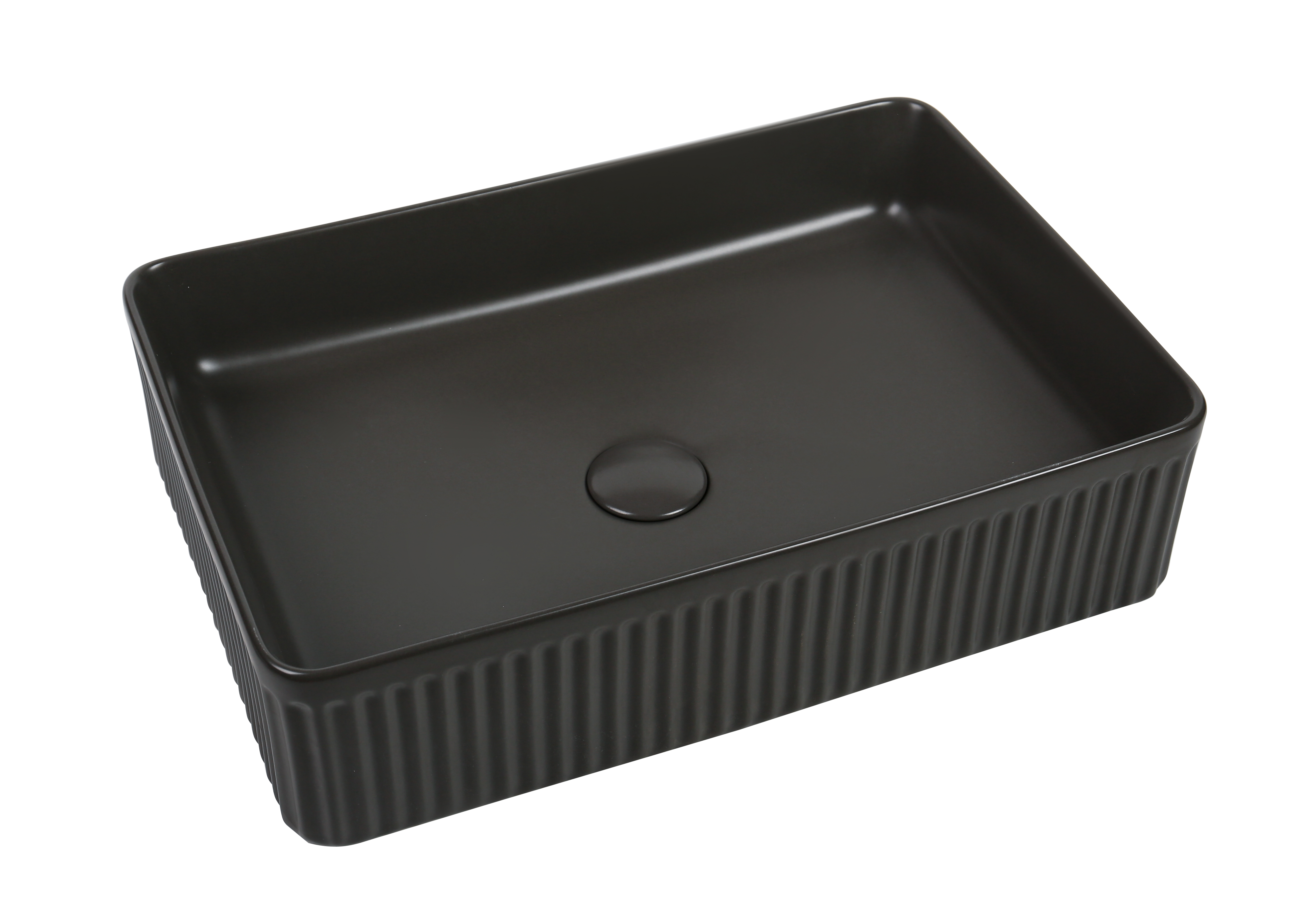 K521 Multi-Size Ribbed Ceramic Art Basin Vessel Sink, Various Colors