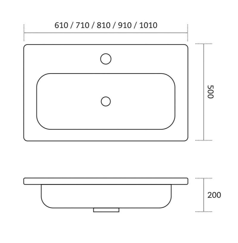 C631 60-100cm Extra Long Cabinet Basin for Vanity