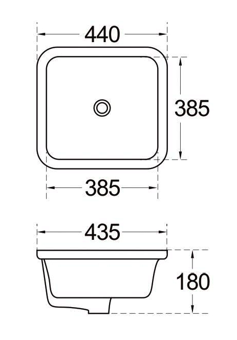 C301 44-59cm Square Design Dual-Size Undermount Basin for Vanity Cabinet