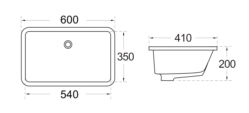 C312 53-60cm Undermount Art Basin with Rounded Front Design