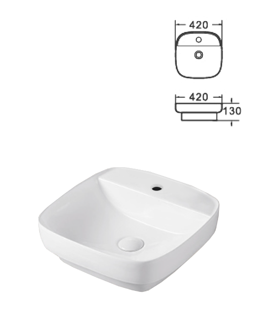 K668 42-60cm Squared Contour Art Basin for Modern Bathroom