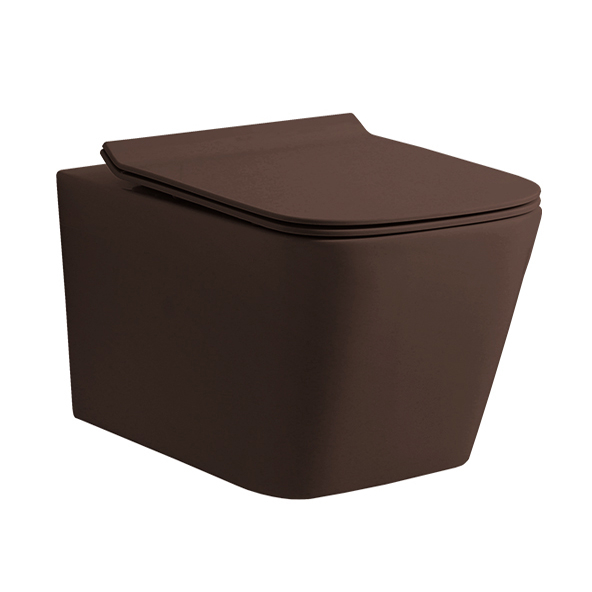 H814B Modern Square Brownn Color Wall Hanging Toilet Bowl