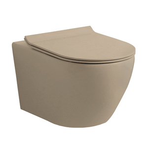 H817B Quality Flushing Khaki Color Wall Hung Rimless Toilet
