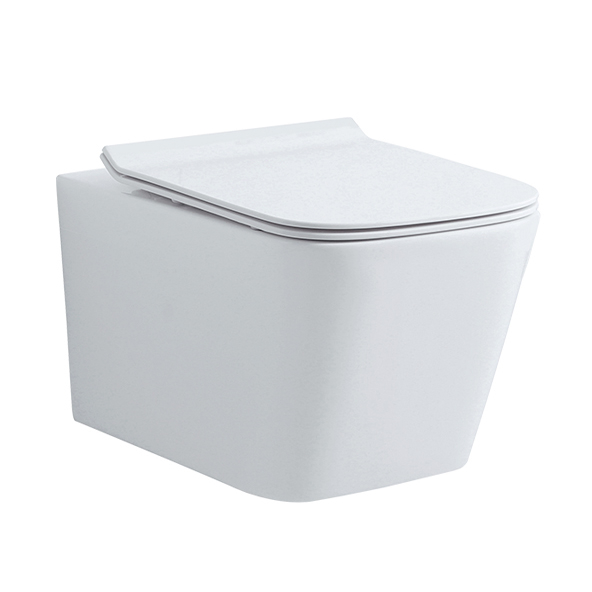H814B Square Design Rimless Flushing Ceramic Wall Mounted Toilet