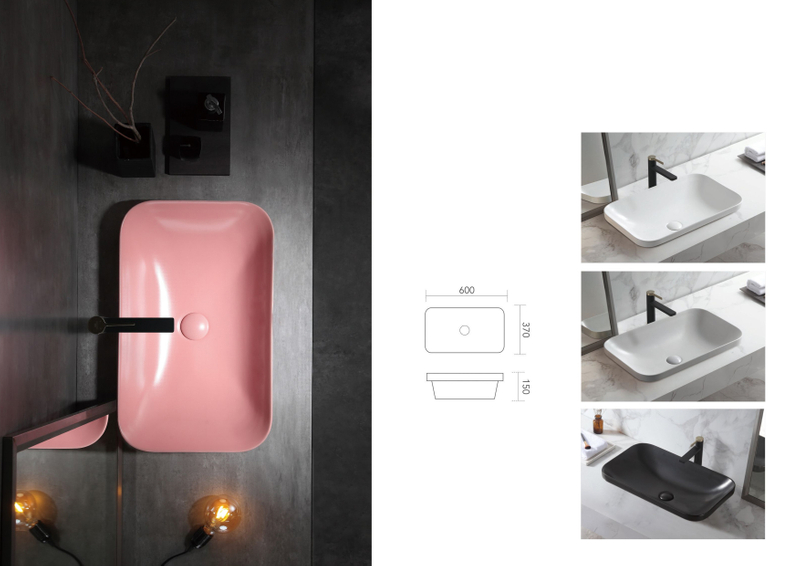 K1032 600x370mm Artistic Countertop Basin with Curved Rim Design