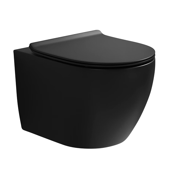 H817B Round Shape Rimless Wall Hung Matt Black Toilet