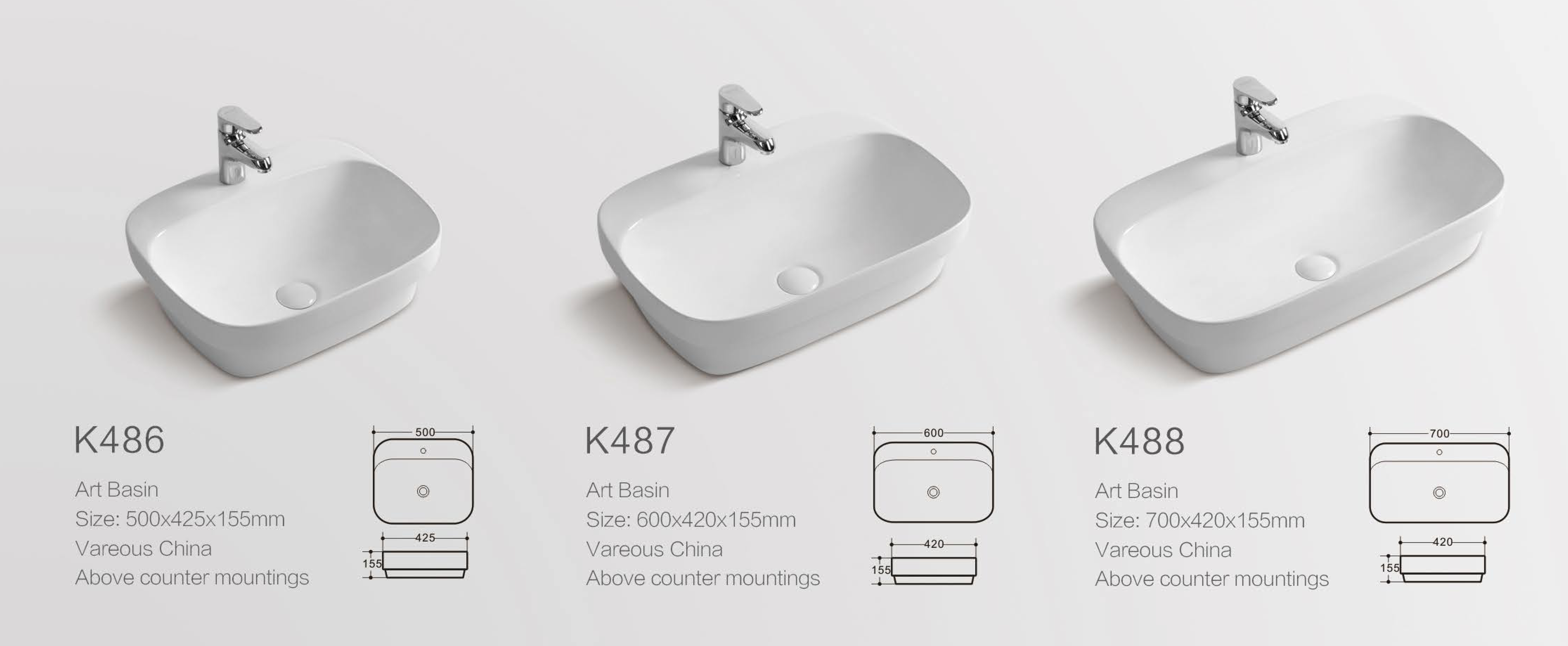 K667 50-70cm Deep Bowl Art Basin for Vanity Top Installation