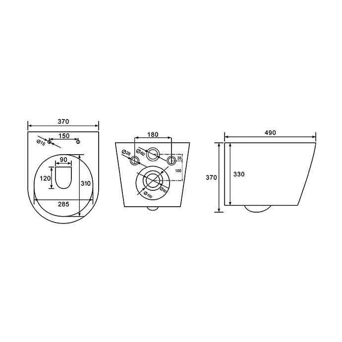 H816B Modern Design P Trap Ceramic Wall Hanging Toilet