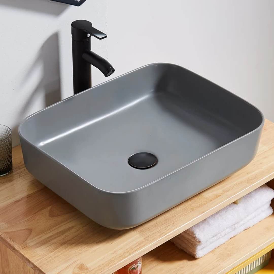K954 Modern Colored Ceramic Art Basin, Square/Rectangular Vessel Sink