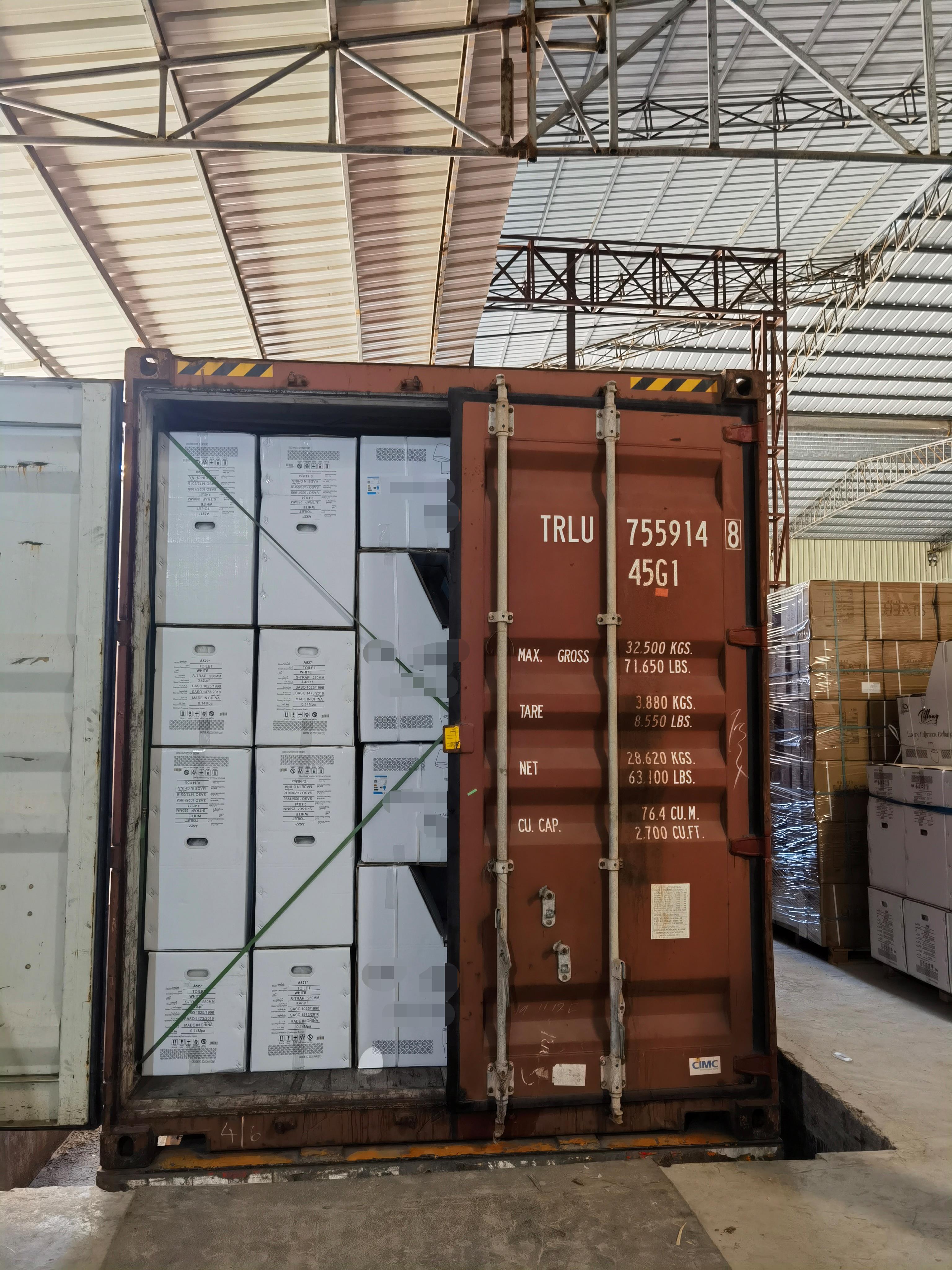 Fabia Containers Loading For Ceramic Toilets