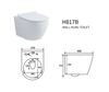 H817B Round Shape Rimless Wall Hung Matt Black Toilet