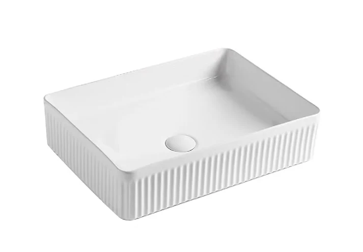 K521 Multi-Size Ribbed Ceramic Art Basin Vessel Sink, Various Colors