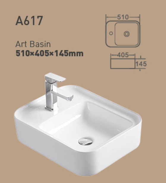 K628 500x400mm Compact Rectangular Basin for Space Saving Bathroom