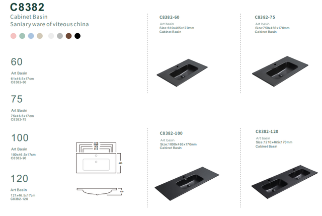 C8382 60-120cm Slim Profile Cabinet Basin Design