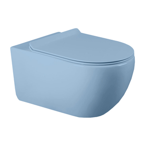 H837B Soft Closing Elongated Blue Color Wall Hung Toilet
