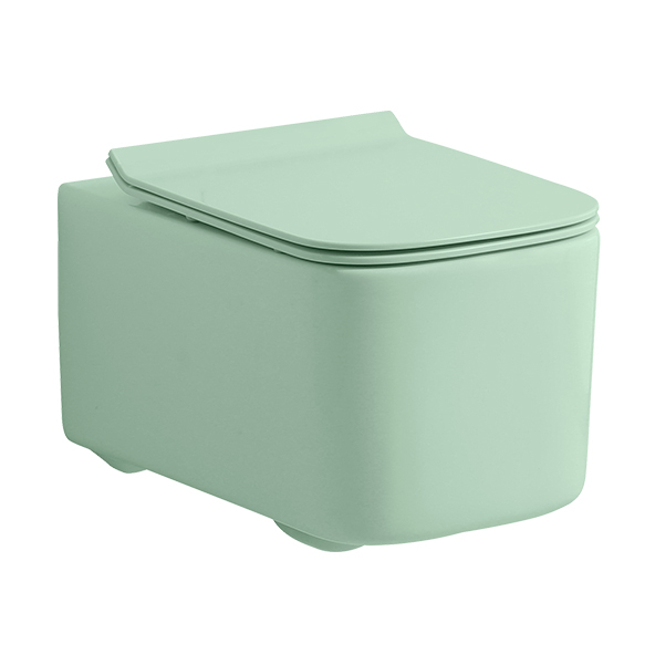 H832B Rimless Flushing Wall Hanging Aqua Green Color Toilet