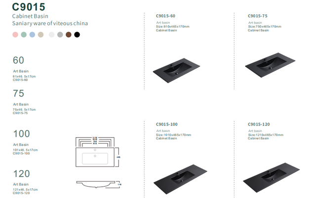 C9015 60-120cm Vitreous China Vanity Basin Modern